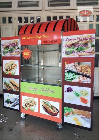 Xe bánh mì đẹp 1m, mái vòm, 2 cánh 